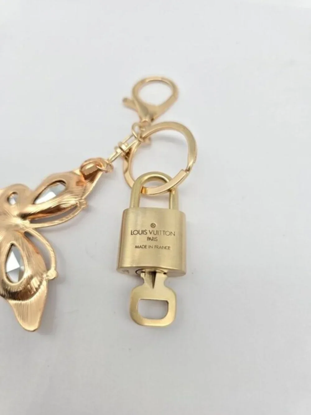 Louis Vuitton Gold Lock 🔑 Authentic LV Padlock + Unbranded Butterfly Bag Charm